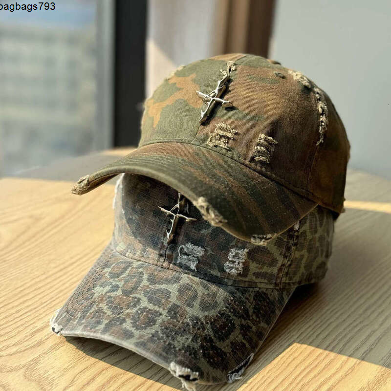 Beanie/Skull Caps Ball Caps Designer Unisex Baseball Cap Vintage Distressed Camouflage Metal Cross Adjustable Sun Hat For Men Women Travel Weekend O