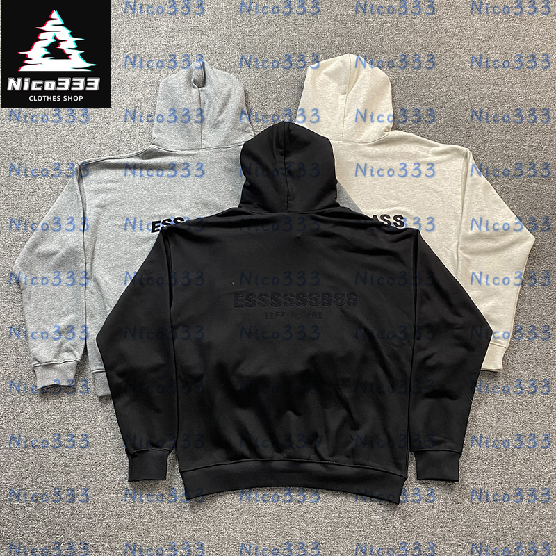 Fog Classic solid color logo flocked hooded simple comfortable cotton loose men and women casual hoodie