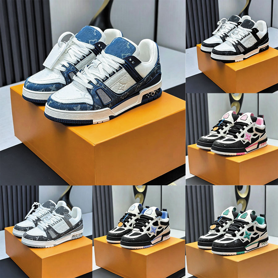 Designer Sneakers Trainers Luxury Platform Casual Shoes High Quality Men Women Breathable Calfskin Flower Embossing Outdoor shoe Leather Lace-up