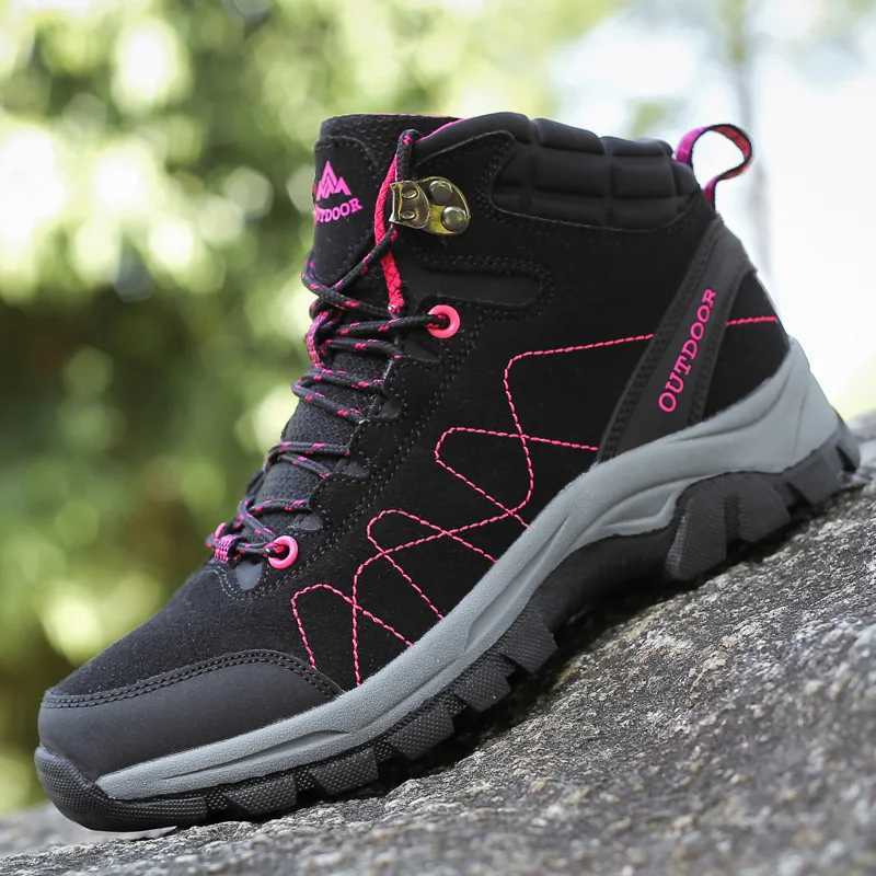 Outdoor Shoes Sandals Winter Women Ankle Suede Leather Hiking Boots Outdoor Trekking Shoes Plush Warm Mountain Shoes Tracking Climbing Q261008