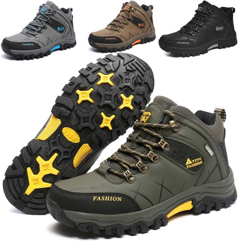 Outdoor Shoes Sandals Men Winter Snow Boots Waterproof Leather Trekking Sneakers Super Warm Men's Boots Outdoor Male Hiking Boots Work Shoes Wa