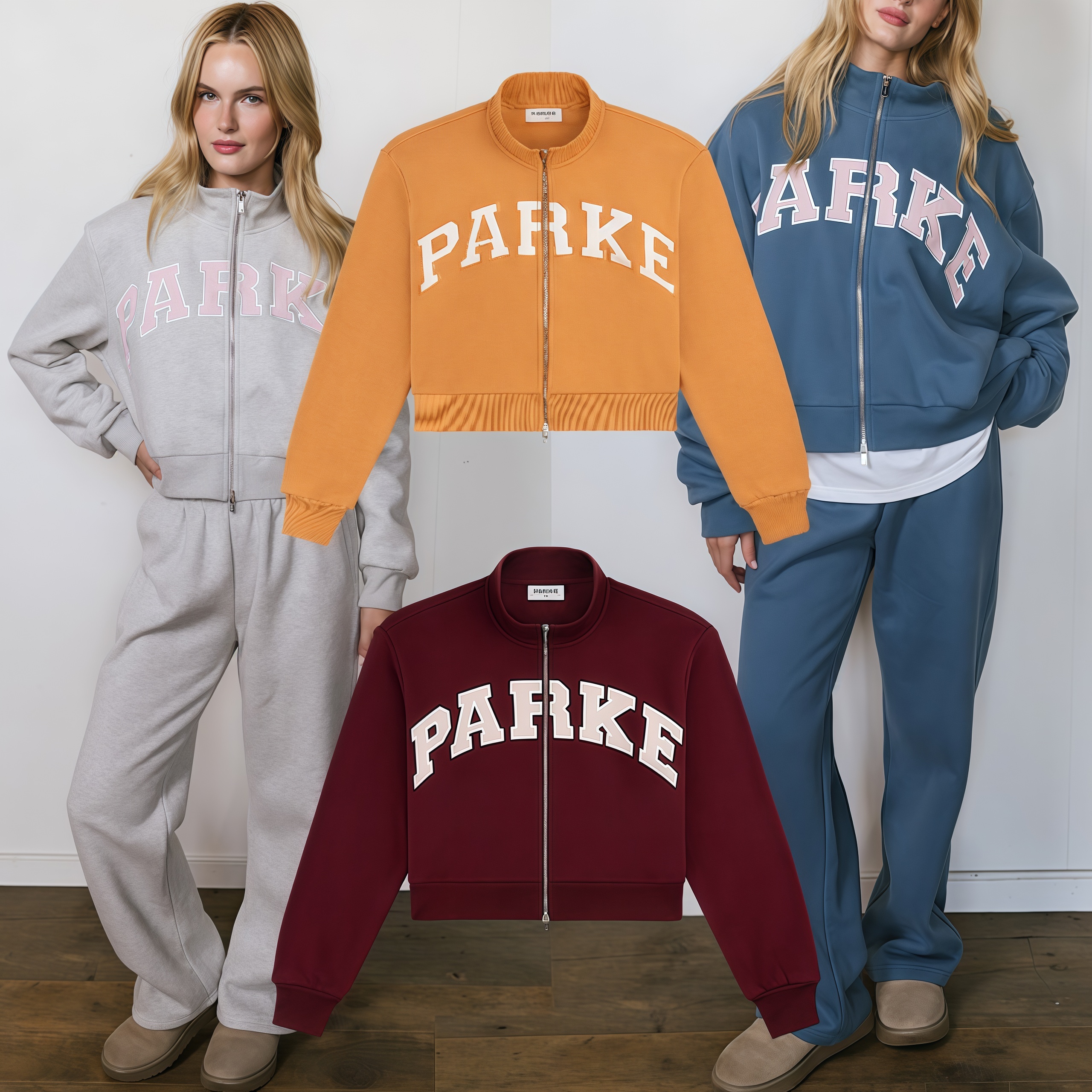Brodé Parkes Mockneck Niche Designer Sweat à capuche en polaire Zapper Cardigan Sweat-shirt Classique Lettre Imprimé Col Roulé Femmes Coton Casua