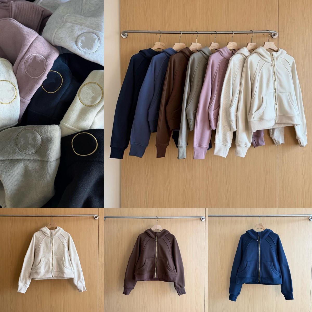 L6656-UU Sweat à capuche en polaire pour femme avec boucles douces et moelleuses et coupe ajustée avec fermeture éclair, veste de yoga, manteau d