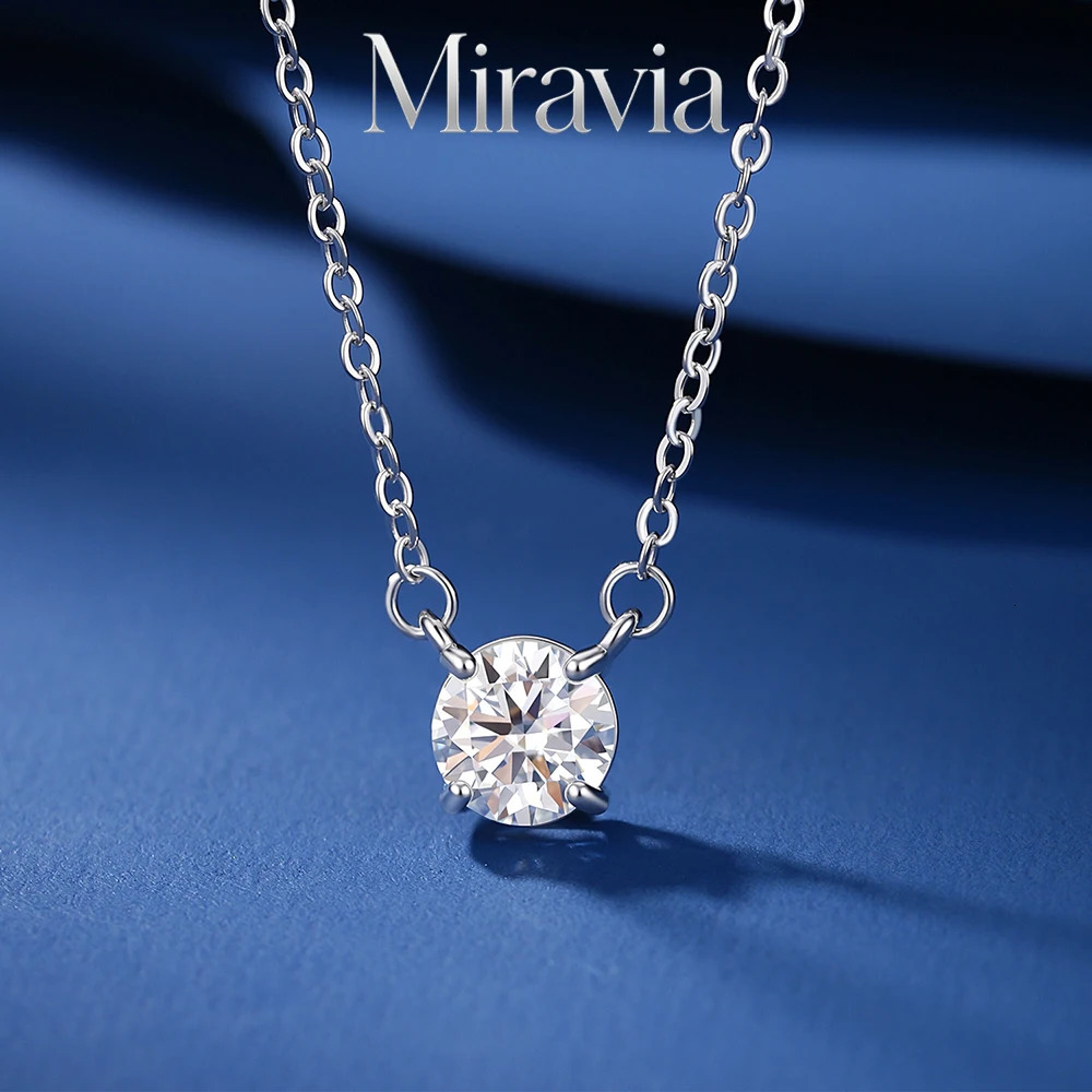 Miravia 0.5-3CT D Color Sparkling Moissanite Necklace for Women Jewelry Classic Lab Diamon Pendant Sterling Silver 925 100%