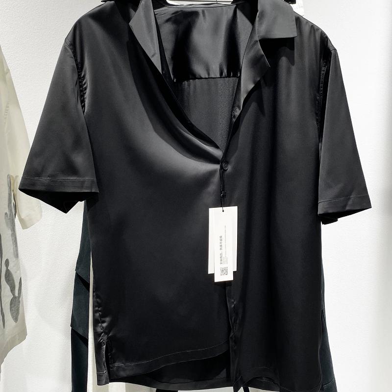 High-Quality Merchandise Men's Summer Cuban Collar Short Sleeve Shirt Viscose Satin Feel Cool Breathable Solid Casual Daily Wear
