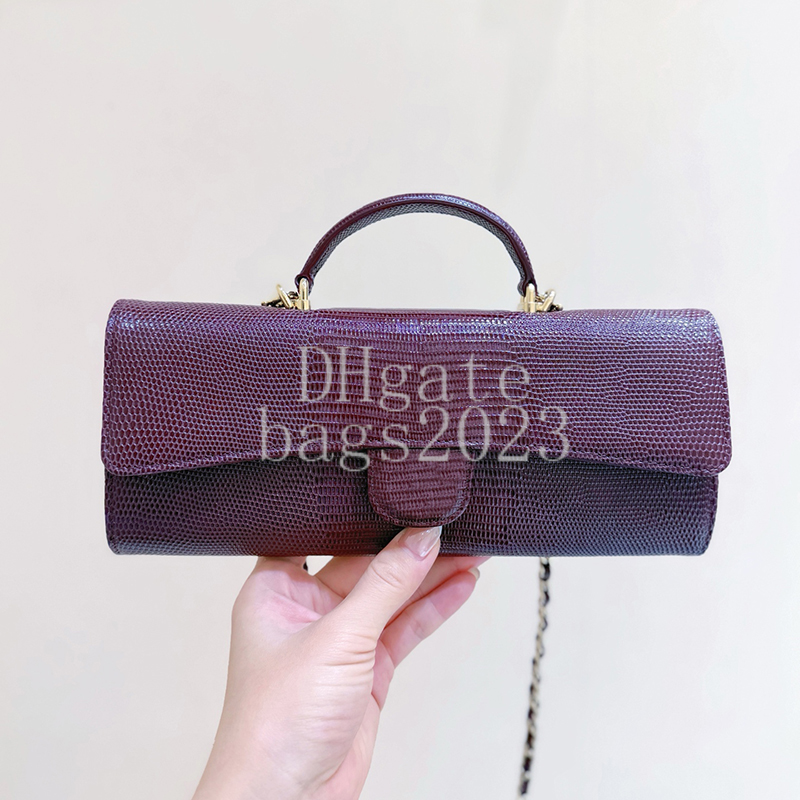 Master Quality Clutch with Chain 25CM Designer Bag Lizard Embossed Calfskin Shoulder Crossbody Handbag Luxury Evening Bag with Gift Box X019A