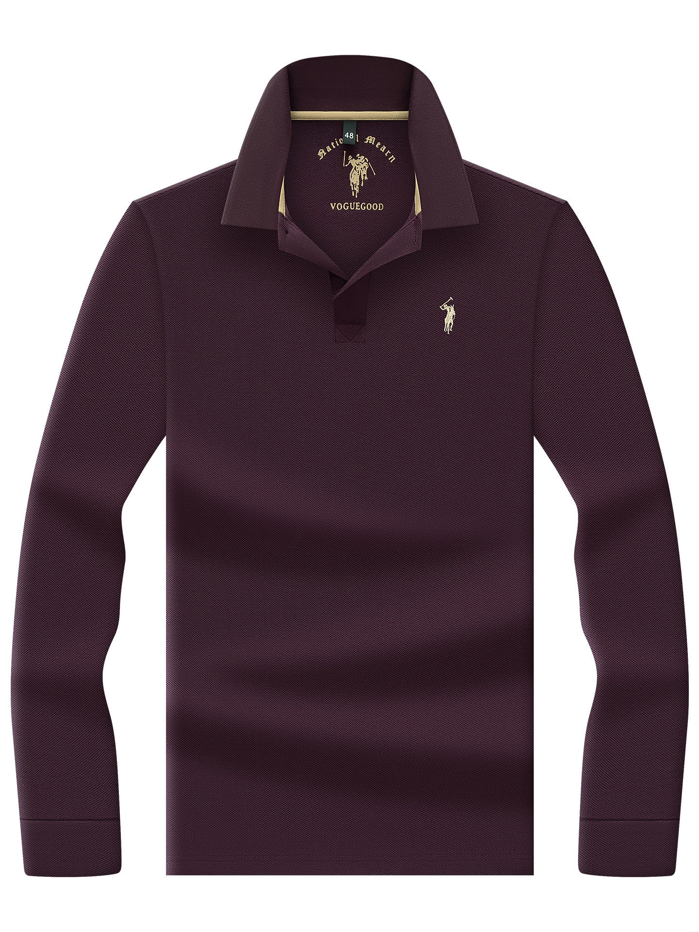 High-End Fashion Daily Luxury Clothing Men's Business Long-Sleeved Polo Shirt, Made Of 100% Mercerized Cotton, Breathable, With Pique Knit Fabr