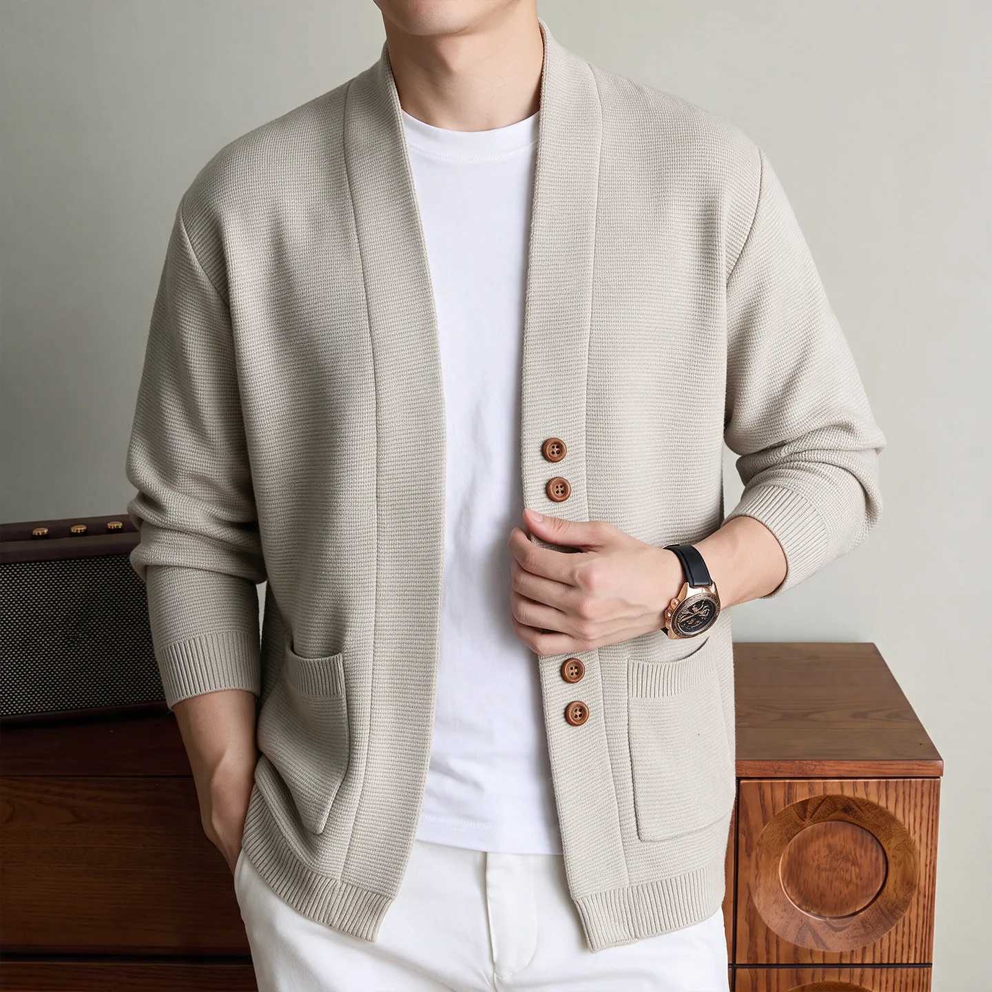 Men's Sweaters Autumn Casual Cardigan Men Knitted Sweatercoat Solid Color Slim Fit Youthful Vitality Knit Cardigans Mens Fashion Casual Sweater