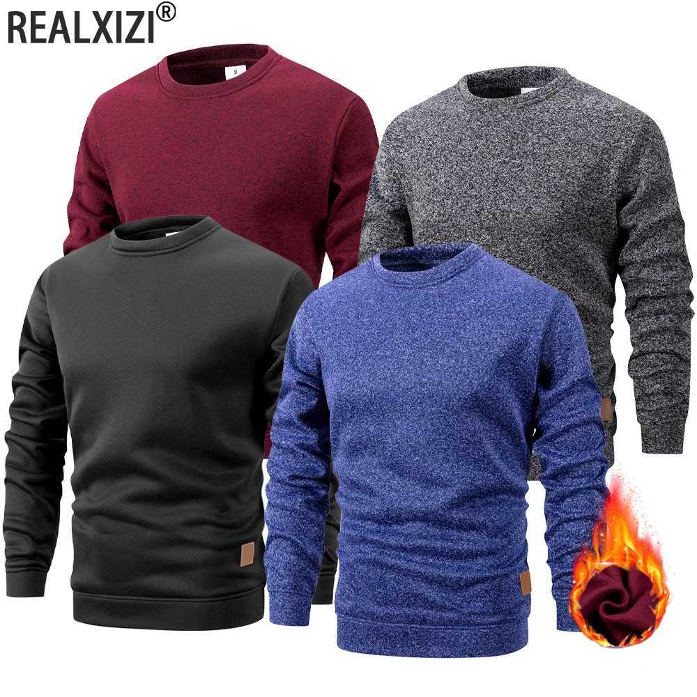 Men's Sweaters Men's Autumn Long sl1 Knit Pullover Solid Color Crewneck Warm Sweater Men Casual Loose Sweatshirt Street Sportswear D261009