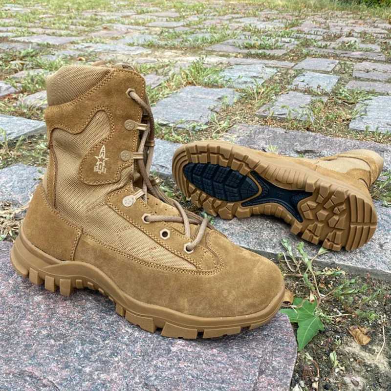 Outdoor Shoes Sandals Tactical Sand Desert Cow Suede Leather Durable Hiking Boots With Side zipper hiking shoes Q261008