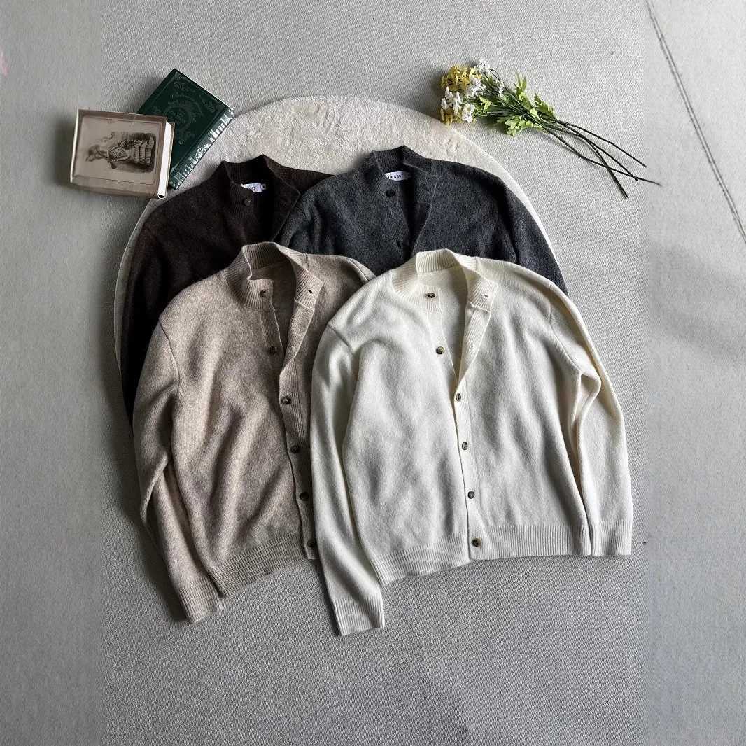 Men's Sweaters Autumn Winter Flower Sand Wool Blend Sweater Semi High Neck Unisex Cardigan Classic Brown Gray Versatile Casual Knitwear Warm D2
