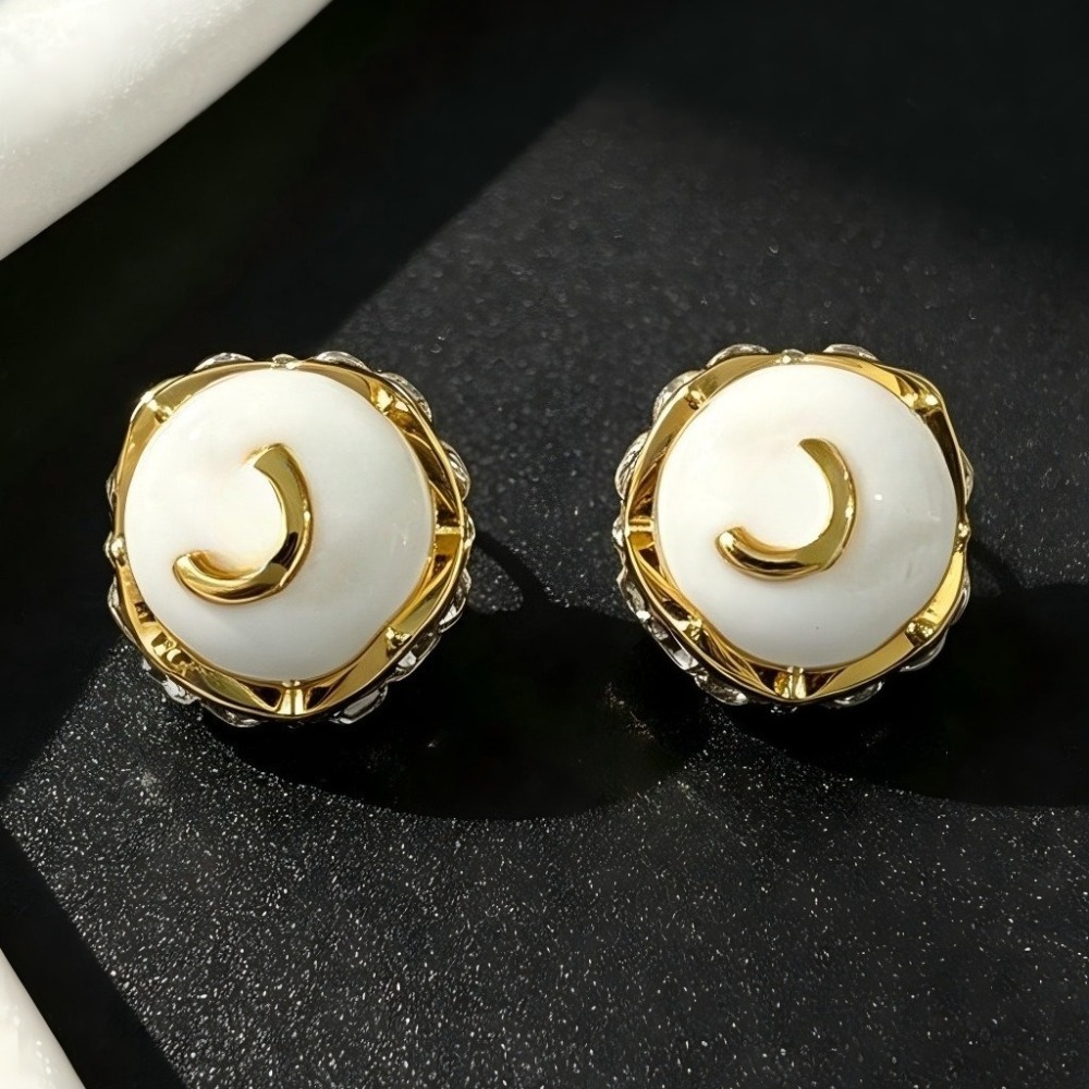 Boucles d'oreilles rondes classiques de marque de créateur, bijoux en cristal avec perles, à la mode, cadeau de fête de mariage