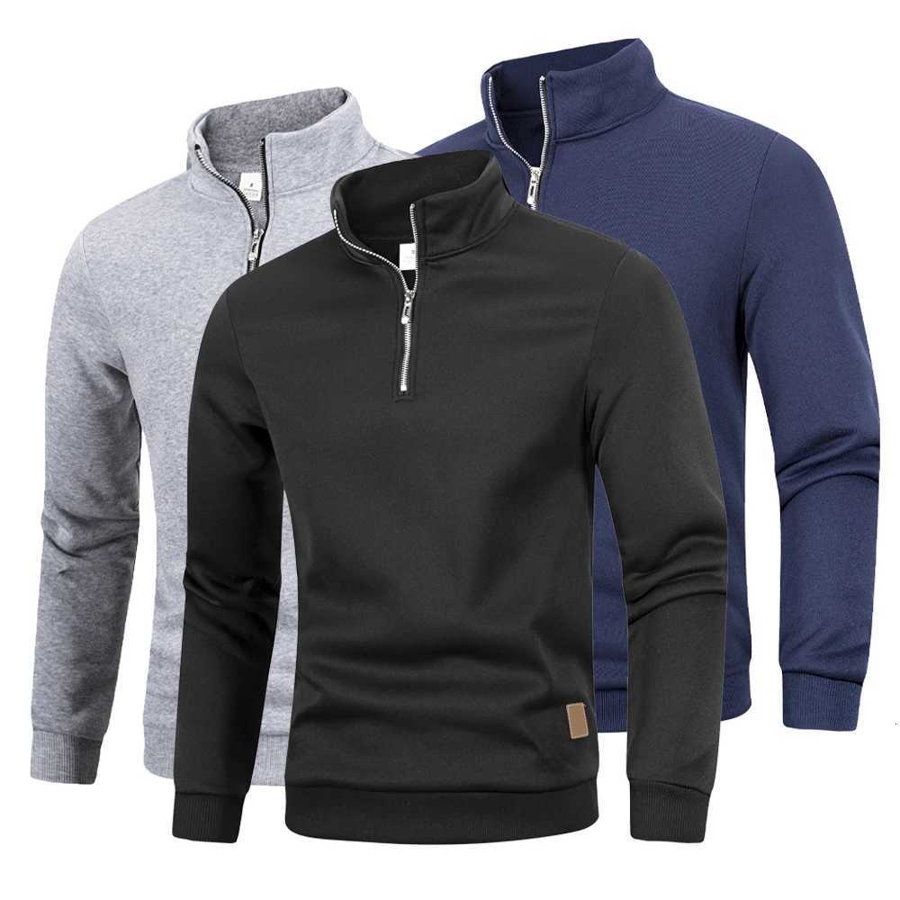 Men's Sweaters Men's Pullover Solid Color Stand Collar Leisure and Comfortable Zipper High Collar for Warmth Slim Fit Sweater Sweatshirts