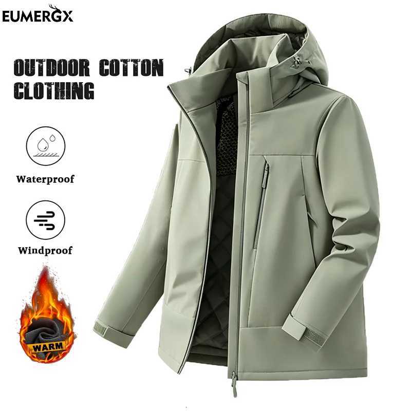 Outdoor Jackets Hoodies EUMERGX Men's Winter Thermal Coat Waterproof Windproof Warm Cotton Padded Jackets Hiking Camping Skiing Climbing Windbr