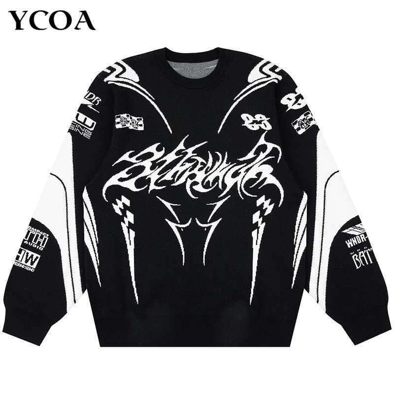 Men's Sweaters Men Winter Sweater Coat Knitwear Oversized Goth Long sl1 Tops Korean Fashion Streetwear Y2k Harajuku Pullover Jumper Clothing D2