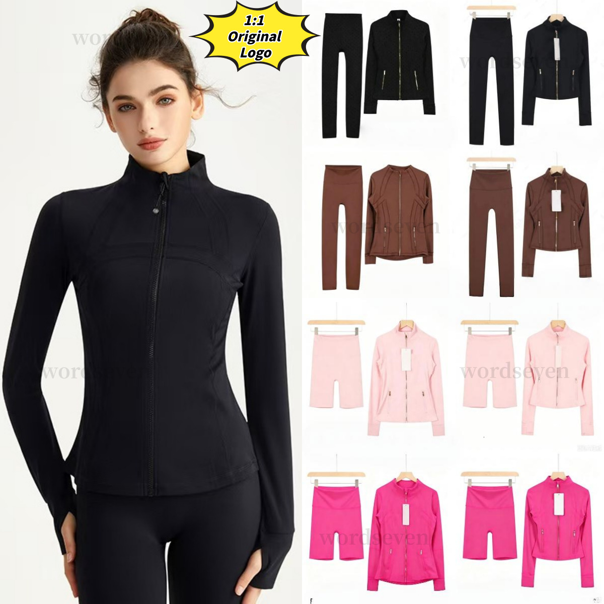 Veste courte de yoga, leggings évasés, ensemble d'entraînement pour femmes, vestes à fermeture éclair, shorts, jupes, manteau élastique, séchage