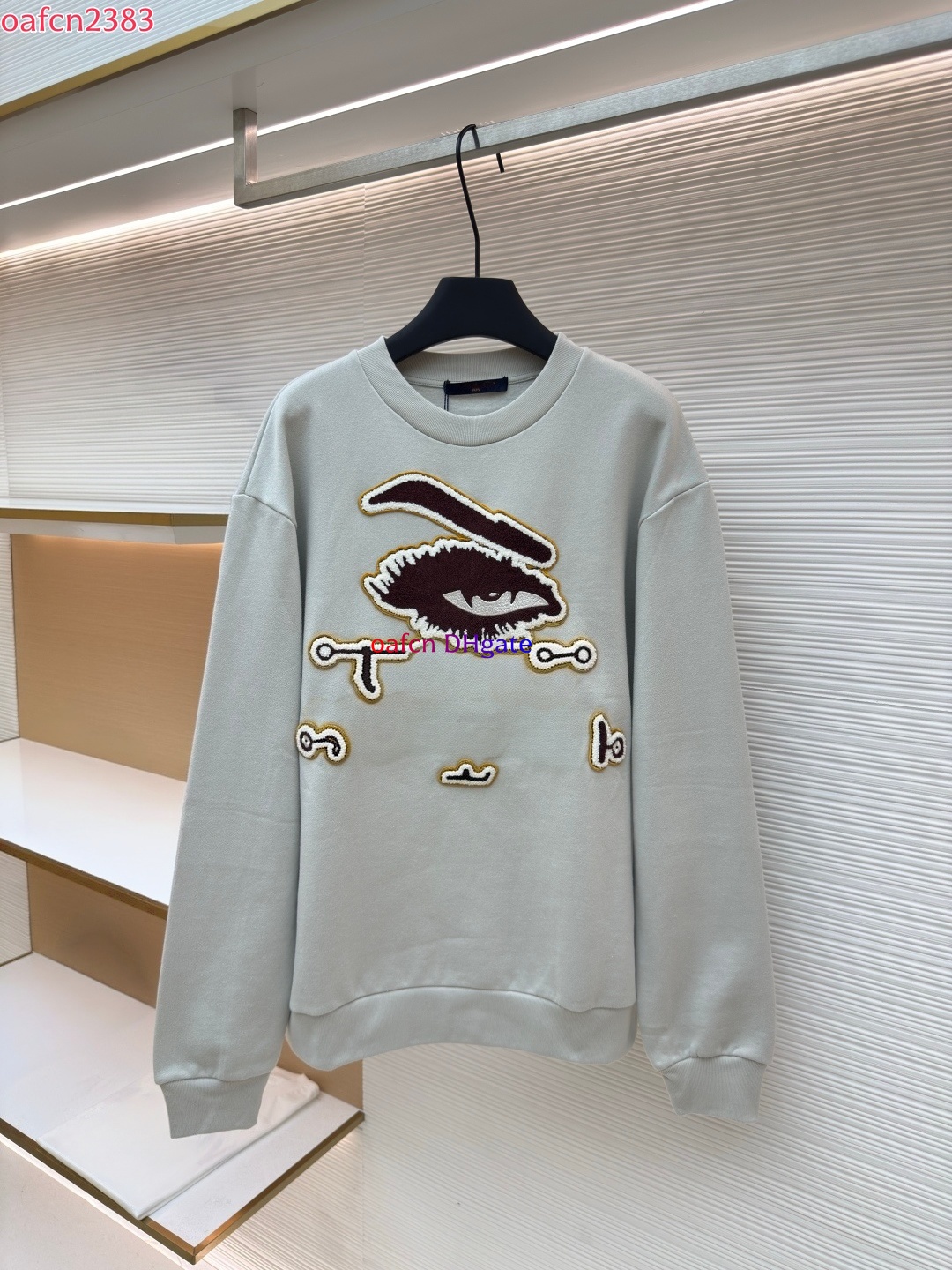 Men's Hoodies Designer Sweatshirt High Street Long Sleeve Fashion Crew Neck Cotton Casual PulloverWoolen embroidery eye-catching hoodie