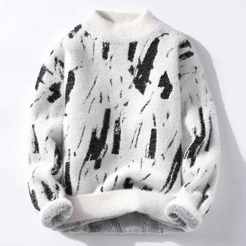Men's Sweaters Autumn Winter Fashion Patchwork Knitted Sweater Men Youthful Vitality Streetwear Knit Pullovers Mens Slim Fit Y2K Sweater Tops D