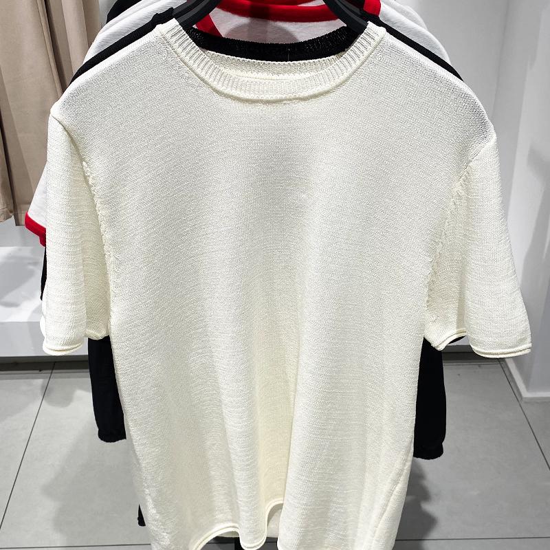 High-Quality Merchandise Men's Summer Minimalist Knit Viscose Blend T-Shirt Solid Crew Neck Short Sleeve Slim Fit Breathable Lightweight Casual