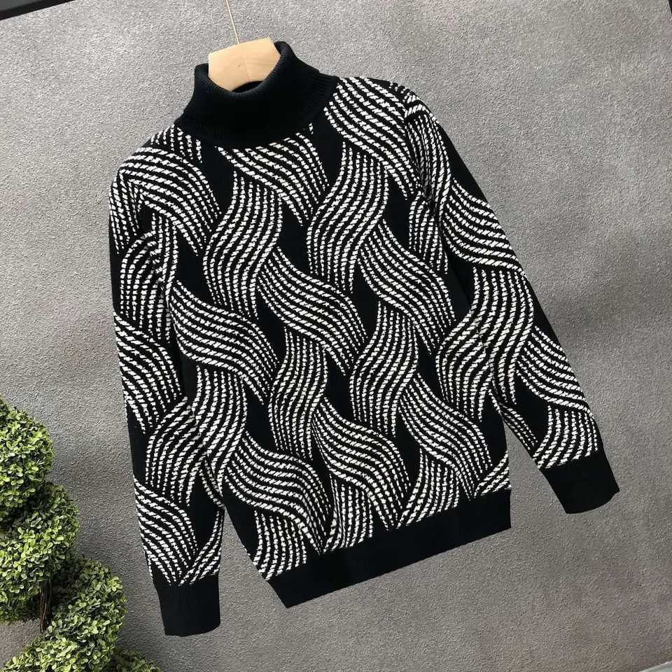 Men's Sweaters Trendy Brand Men's Autumn Winter Velvet Fashion New Velvet Thermal Underwear Trendy Bottoming Shirt Large Size Sweater D261