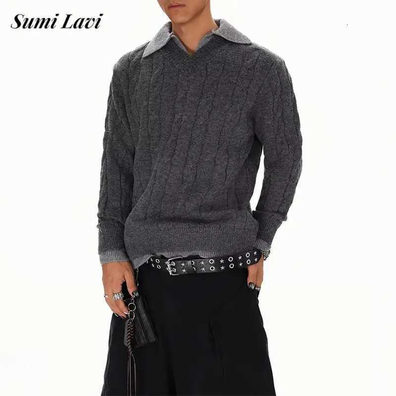 Men's Sweaters Vintage Textured Knitted Mens Sweater s Fall Winter Daily Casual Long sl1 Knit Pullovers Men Fashion Knitting Sweaters D261009