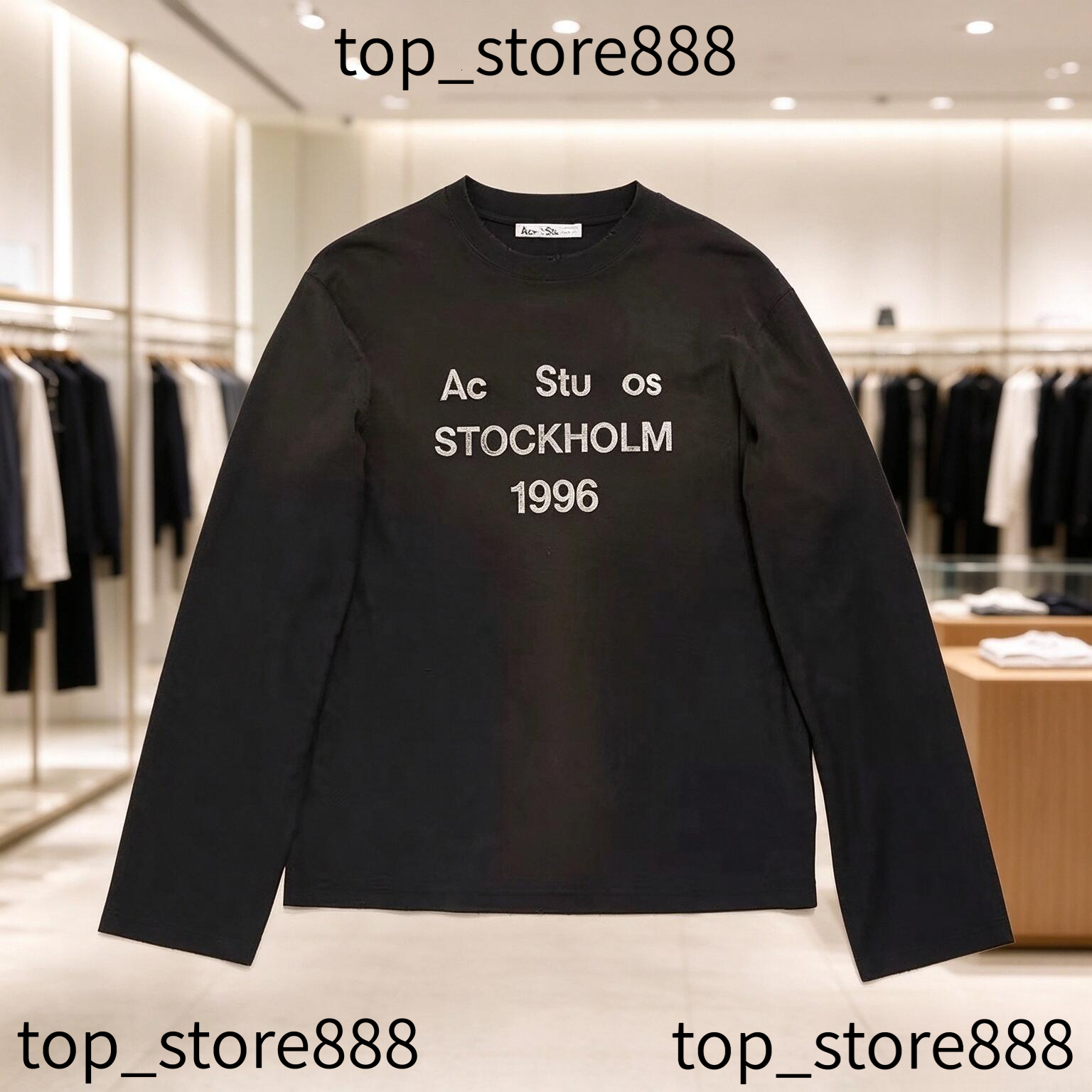 Acneshirt Studios long sleeve High Quality 2026 New Designer Europe Oversize Letter Print Washed Acneastudios Long Sleeve Casual Unisex Couple Tee 5