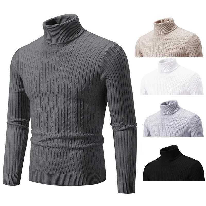 Men's Sweaters 2026 Hot Men's High Neck Sweater Solid Color Pullover Knitted Warm Casual Turtleneck Sweatwear Woolen Mens Winter Outdoor T