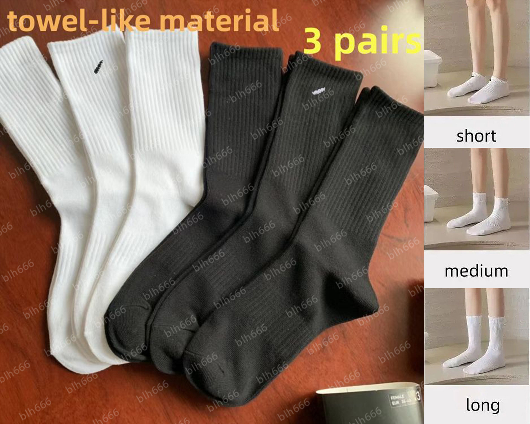 Socks Designer Womens Mens Socks Luxury Sports Socks Pure Cotton thickened Black, White, Grey Classic Stockings Mid-length High Socks 3 Pairs