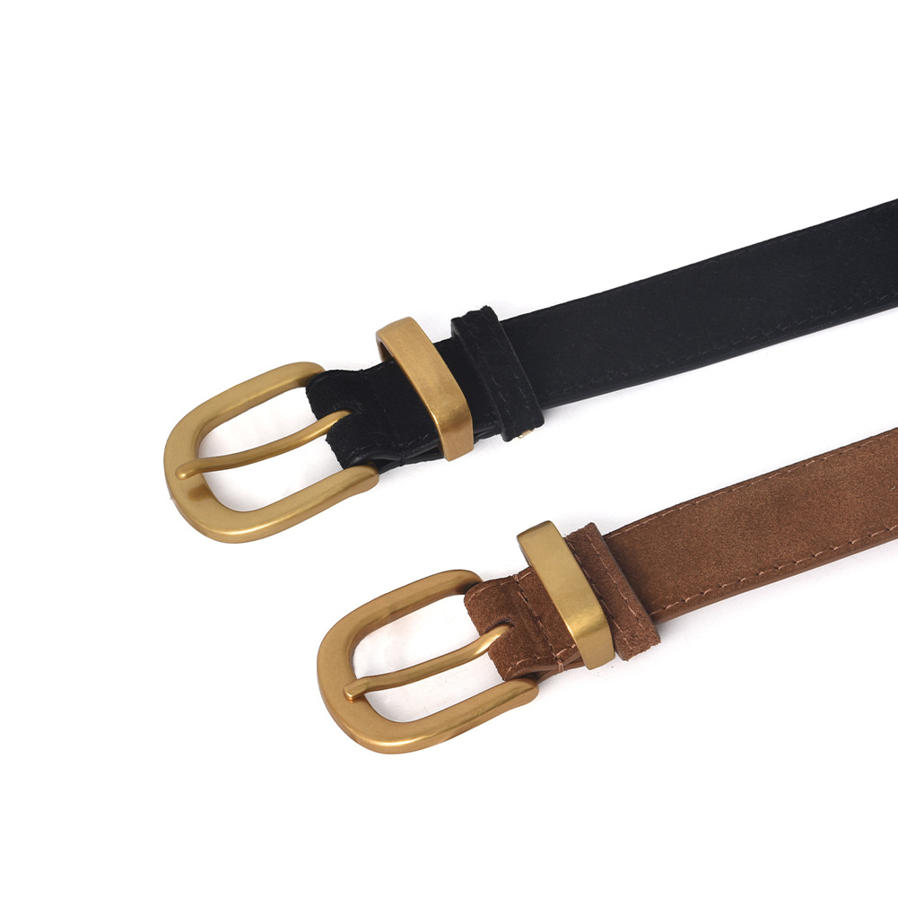 Ceinture en cuir véritable pour femmes, avec boucle ardillon fendue, en daim, pour pantalons, Jeans, décoration de robe