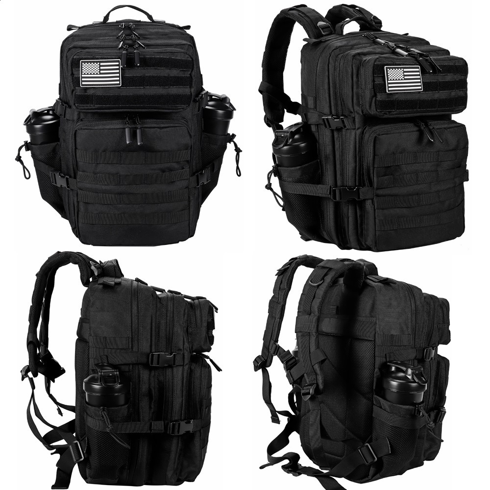 LHI 45L/35L/25L Mens and Womens Tactical Backpack Waterproof Sports Gym Outdoor Bag Travel Hiking Backpack with Bottle Rack 250109