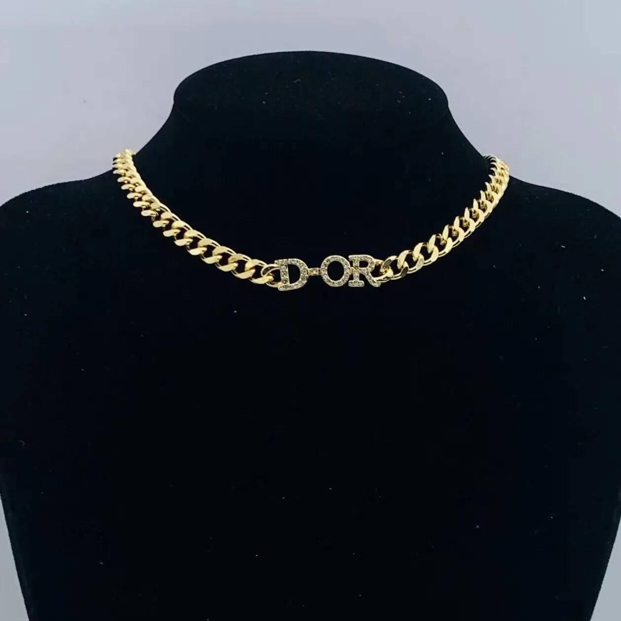Bracelet de luxe de styliste, couleur or, pendentif lettre classique, collier, chaîne épaisse, ensemble de mode en laiton pour femmes et filles,
