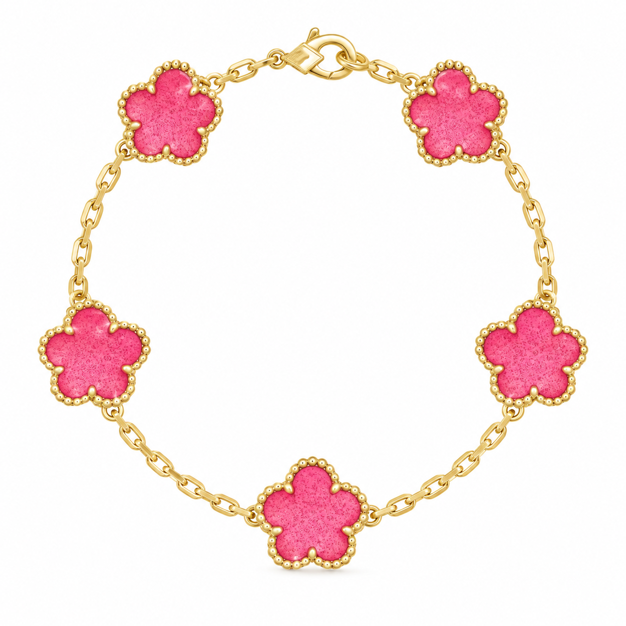 Pink Bubble Clover Bracelet Bracelets Designer For Women 5 Motifs Resin Flower Charm Link Bracelet Gold Plated Jewelry