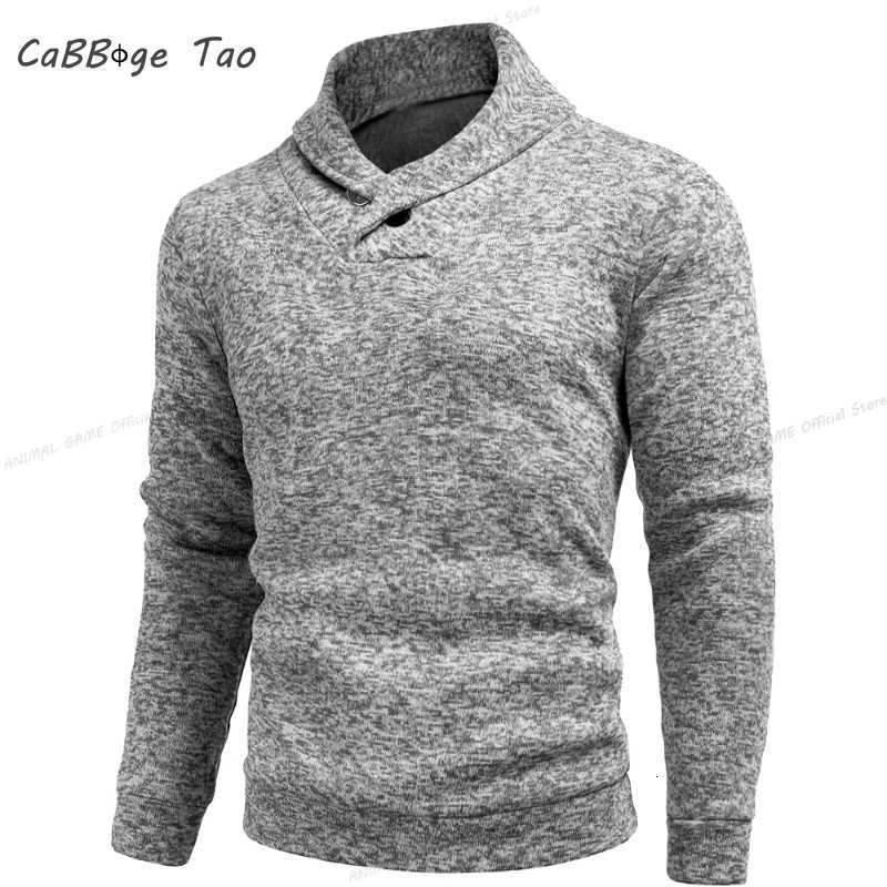 Men's Sweaters Autumn and Winter New Men's Long sl1d High Neck Sweater Casual Slim Fit Top Mixed Color Elastic Slim Fit Warm Stripe Top D2