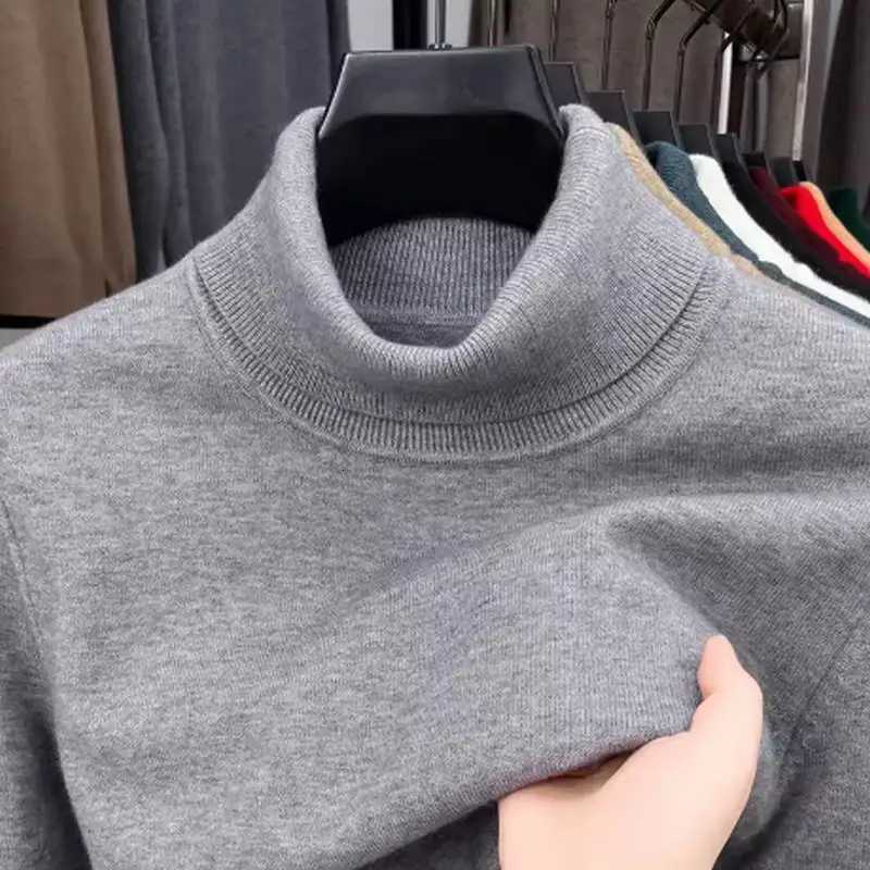 Men's Sweaters Autumn Mens Knitted Turtleneck Sweater Slim Fit Long sl1 Anti-pilling Pullover Solid Color Trend Men Streetwea D261009