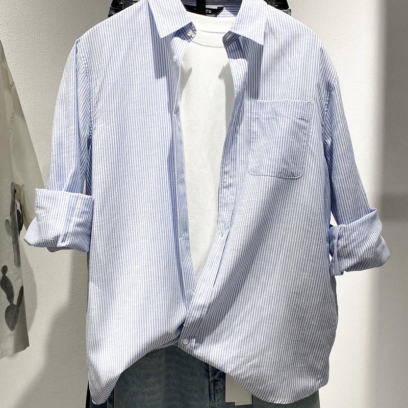 High-Quality Merchandise Men's Cotton Linen Blend Striped Shirt Long Sleeve Casual Button Down Lightweight Breathable Summer Beach Shirt