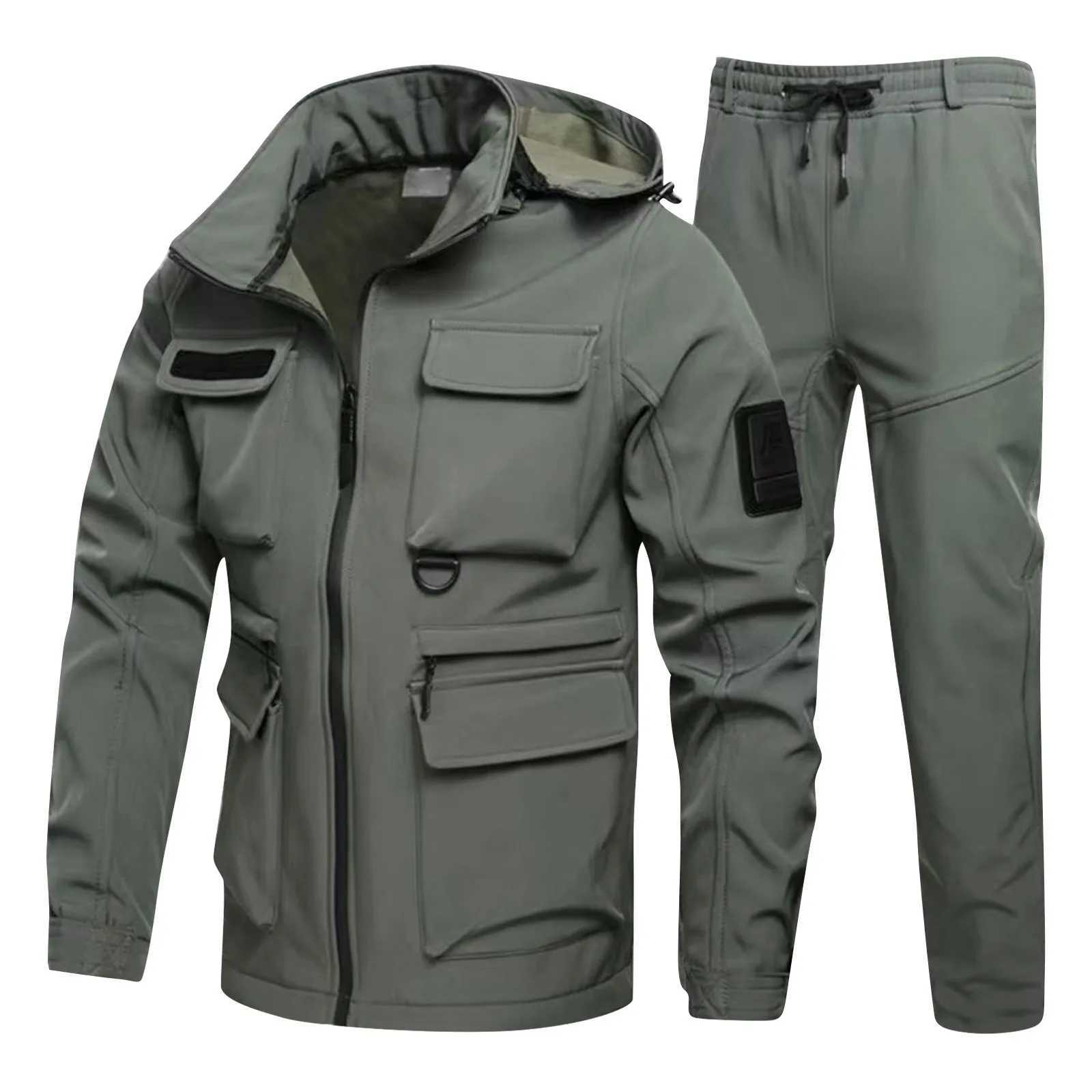 Outdoor Jackets Hoodies Men's Hooded Casual Military Outdoor Utility Jacket Fashion Soft-Shell Tactical Windproof Waterproof Combat Bomber Jack