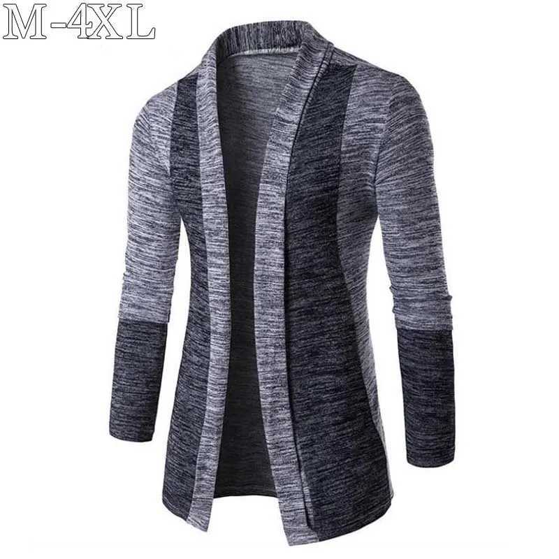 Men's Sweaters Spring Autumn Sweater Men Long sl1 Patchwork Thin Knitted Cardigan Men Casual Men Sweaters Slim Knitwear Coat D261009