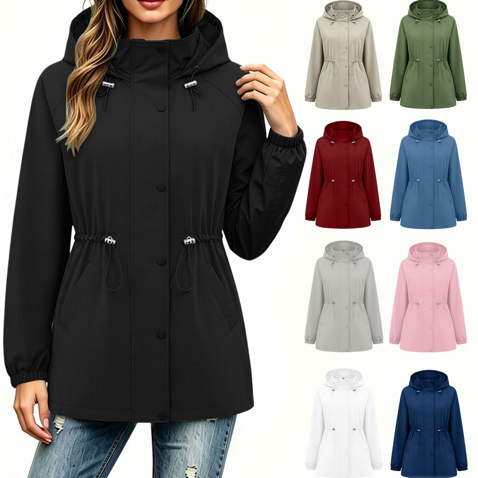 Women's Long Hooded Jacket Jacket Windproof Hiking Jacket Windbreaker Parka 260923
