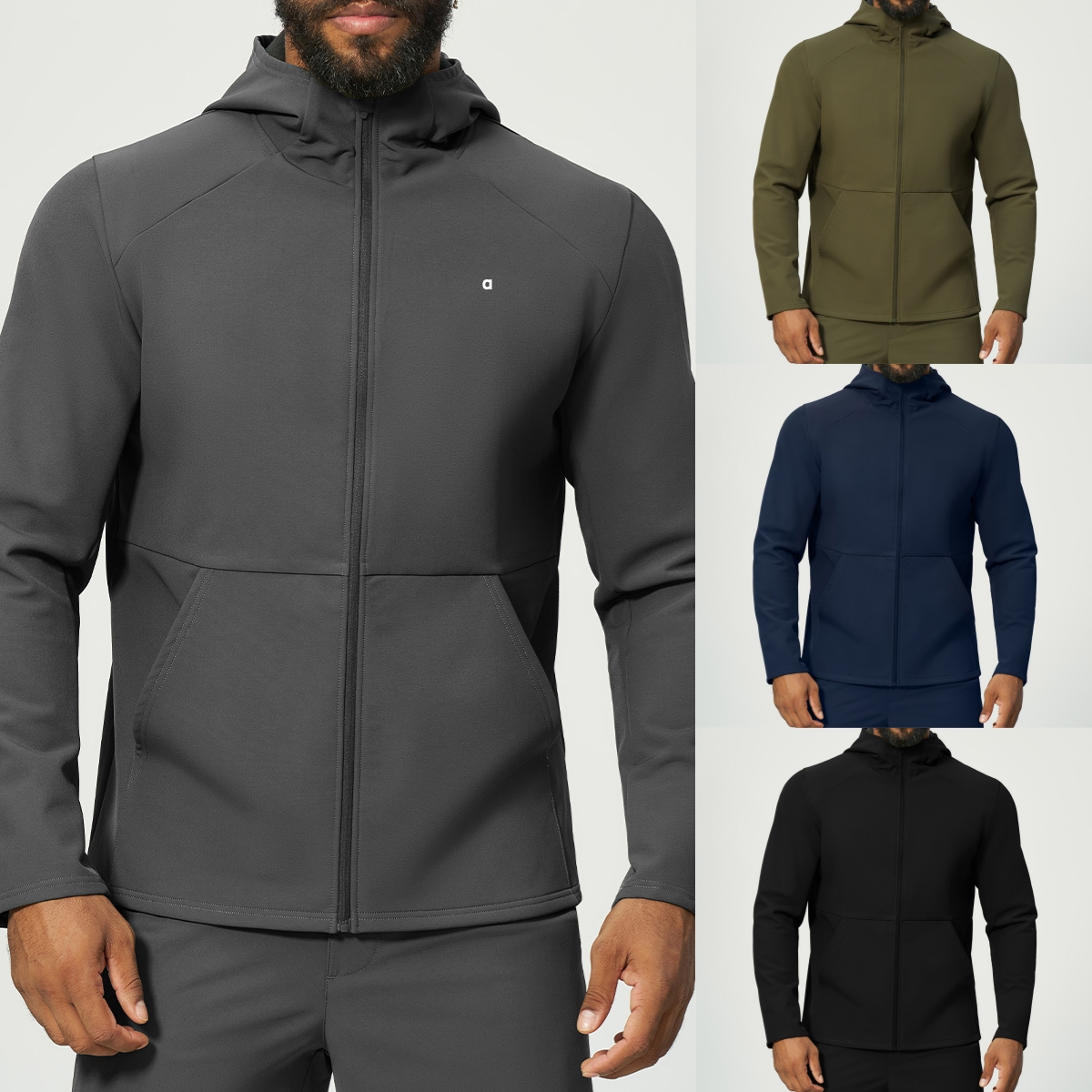 A3060 3D Veste de sport à capuche hydrofuge doublée polaire pour homme pour course à pied et fitness en plein air