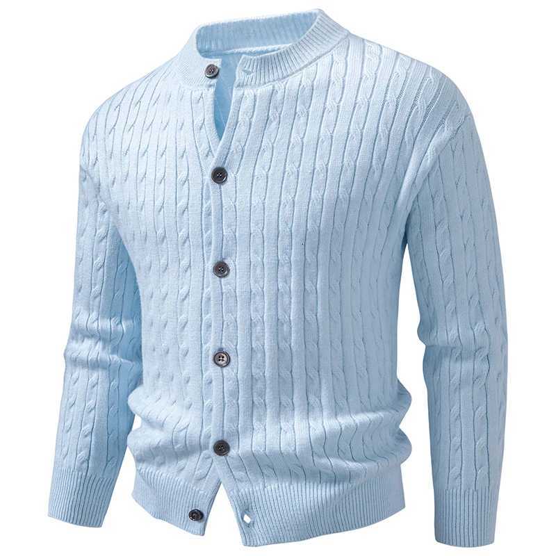 Men's Sweaters Autumn Mens Crew Neck Knit Sweatercoat Solid Color Fashion Slim Fit Single Breasted Knitted Cardigan Men Casual Sweater Jackets