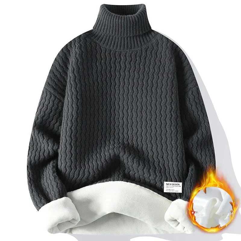 Men's Sweaters New Winter fl1 Turtleneck Sweater Men Warm Knit Pullovers Mens Casual Knitted Sweaters Solid Color Turtleneck Knitwear Man D2610