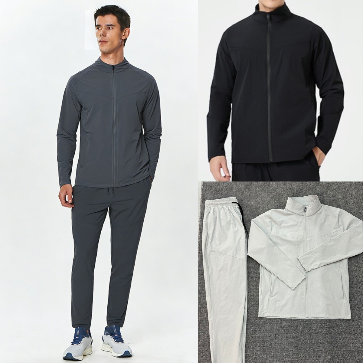 UU-L6635 Hommes Sports de plein air Fitness vêtements de course col veste à glissière loisirs séchage rapide veste à manches longues pantalon dro