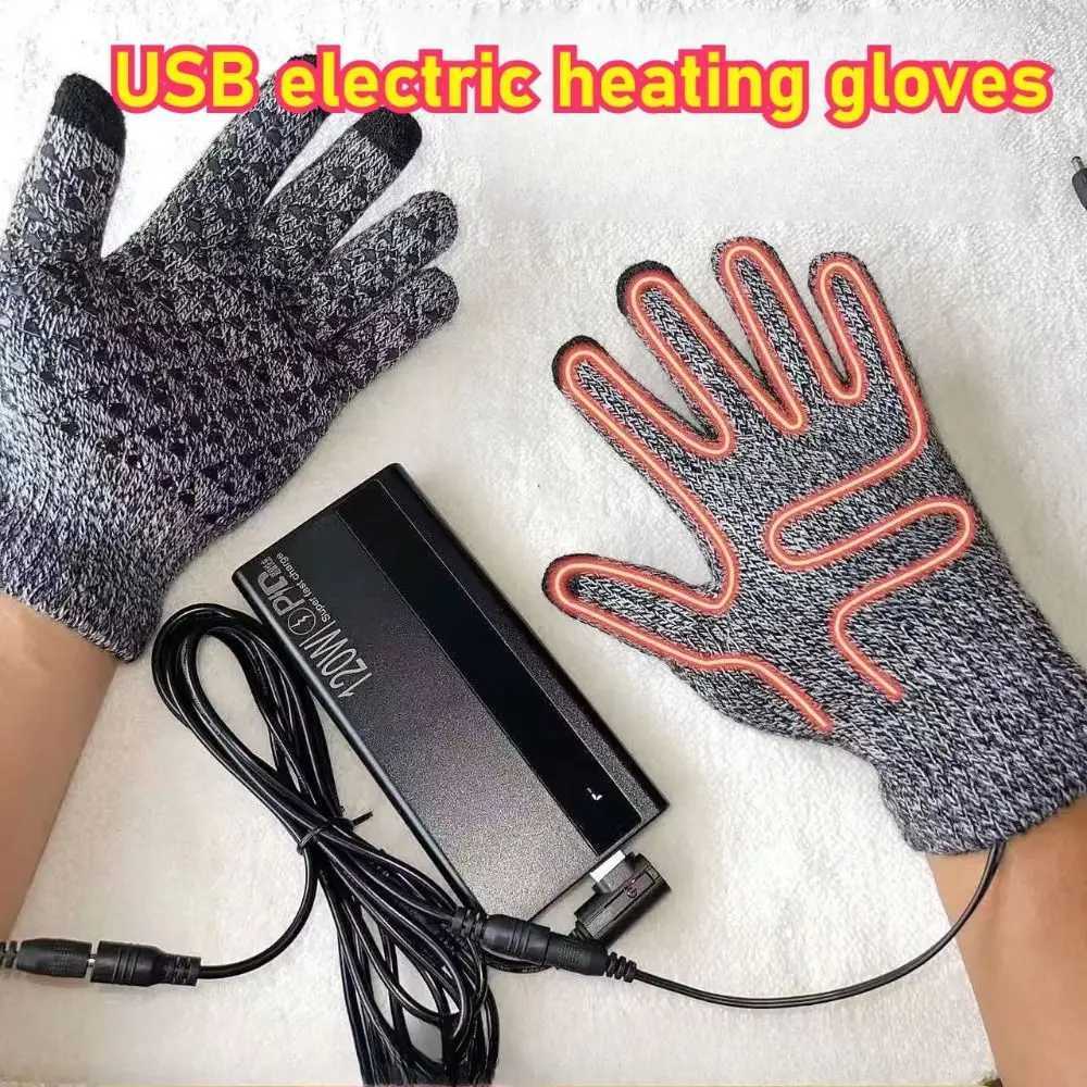 Sports Gloves Durable Thickened USB Heated Gloves Touchscreen Non-Slip Electric Heating Gloves Warm Adjustable Hand Warming Gloves Winter Q261008