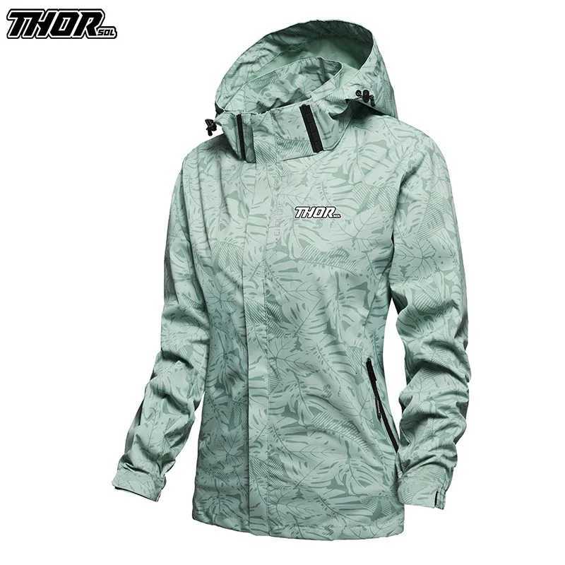 Outdoor Jackets Hoodies THORSOL Ropa Mtb Enduro Women Hiking Sport Hooded Coat Ladies Waterproof Cycling Jacket Mountain Bike Windbreaker Bicycle We