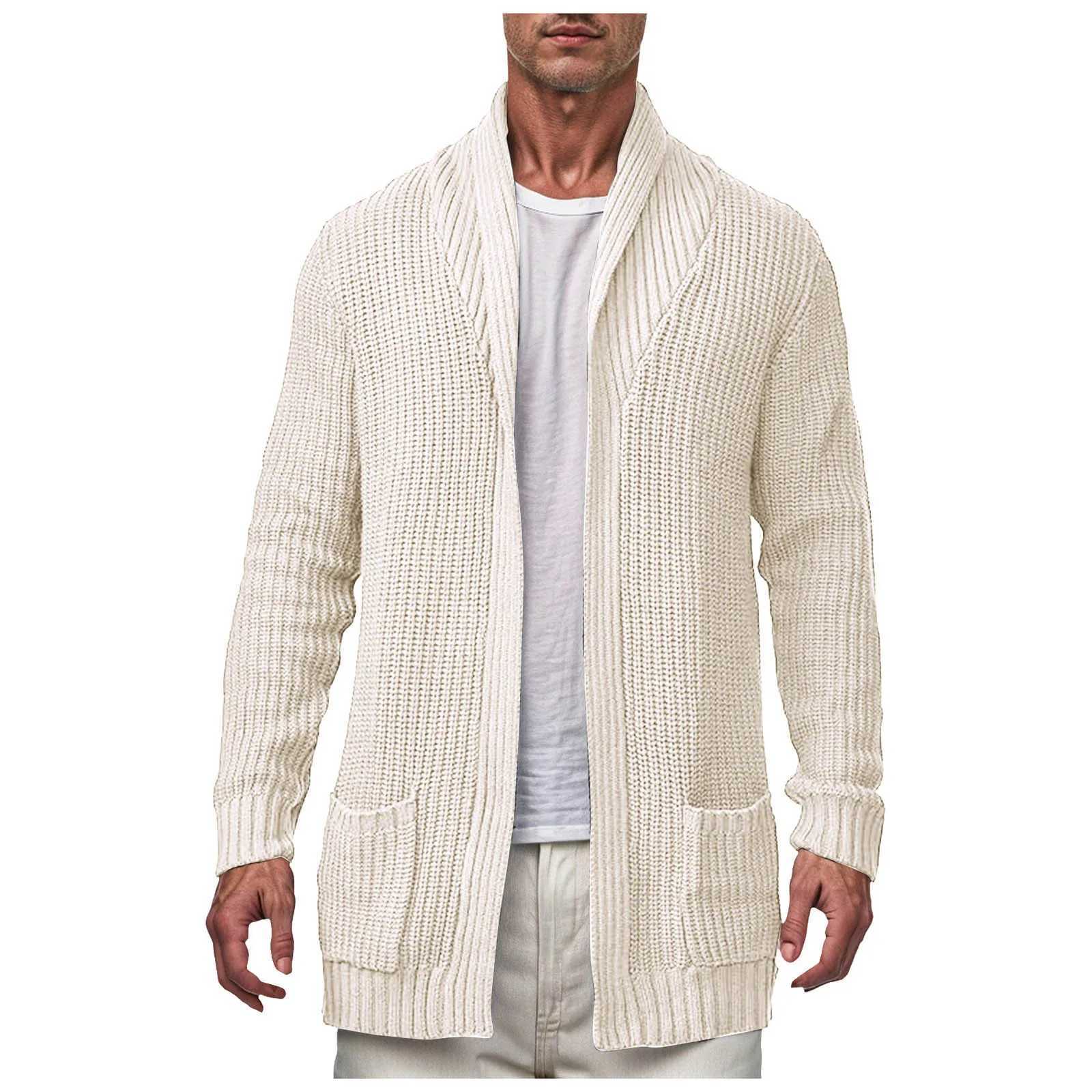 Men's Sweaters Men'S Winter Simple Solid Color Soft Knitted Cardigan Long sl1d Slim Long Sweater Coat Temperament Outwear Knitted Coat D26