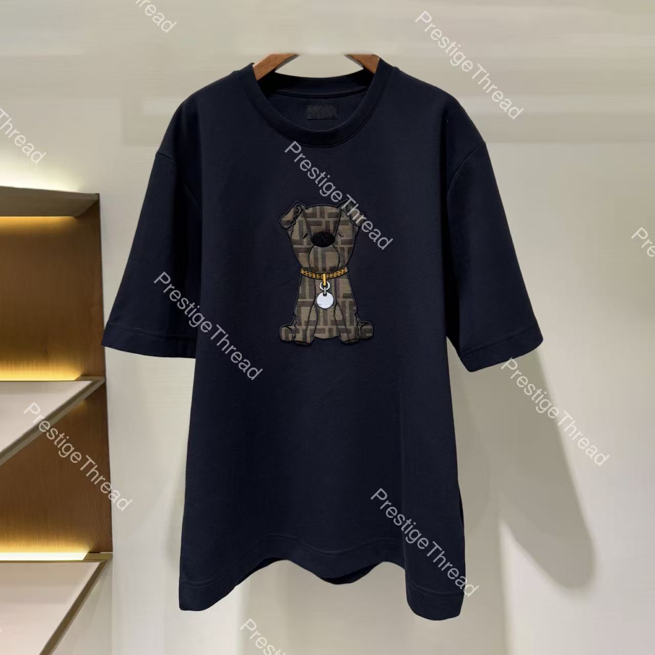 26 New Style Puppy Applique Embroidery Short Sleeve Crew Neck Cotton Men's T-Shirt, Designer High-Quality Plus Size Men's Wear