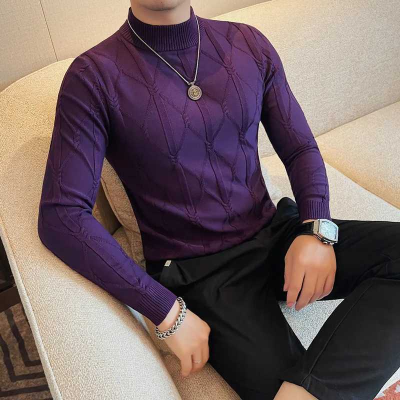 Men's Sweaters Autumn Winter Sweaters For Men Korean Clothing Jacquard Weave Knitted Men's Sweater Casual Slim Fit Pullover D261009