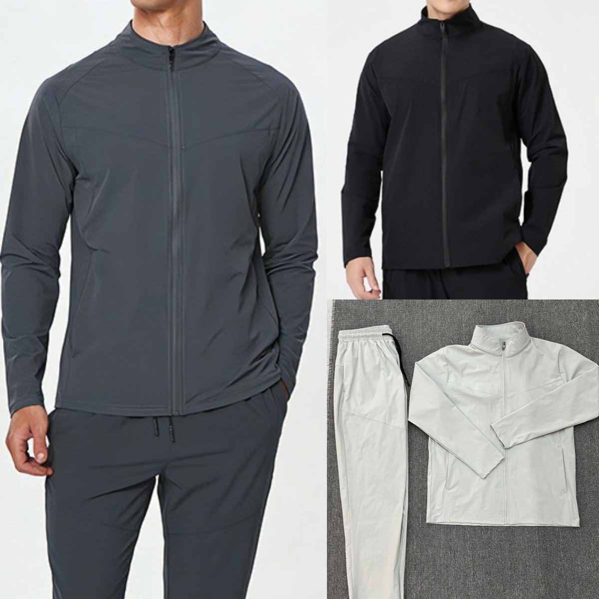 L6635-UU Veste à glissière à col de sport de plein air pour hommes Loisirs Veste à manches longues à séchage rapide Fitness Vêtements de course P