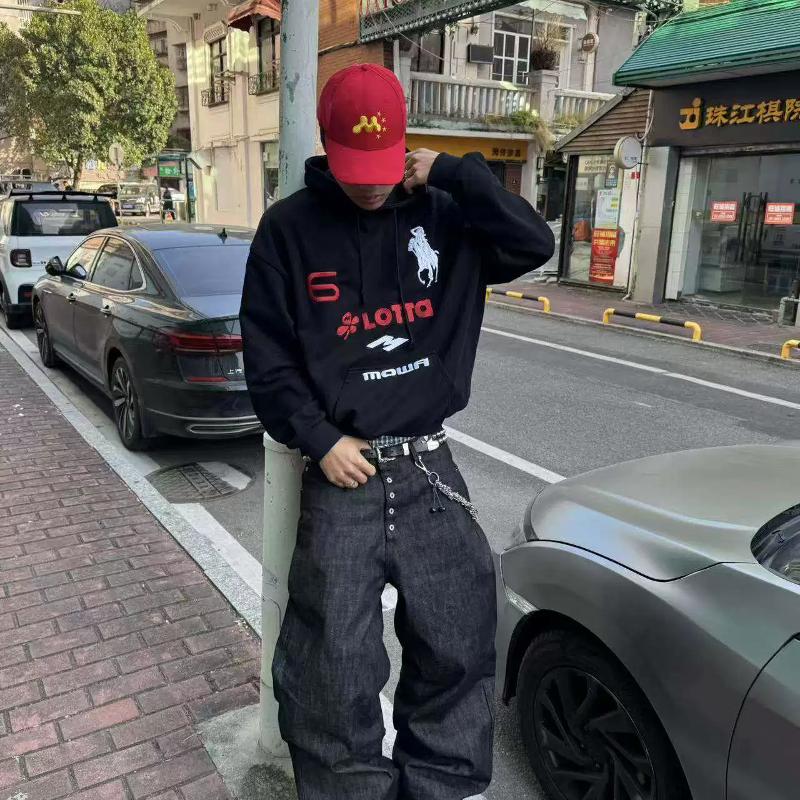 Designer Unisex Angel Warhorse Sweat à capuche brodé Lâche Casual Pull Sweat Noir Streetwear Haut à capuche pour femmes hommes S M L
