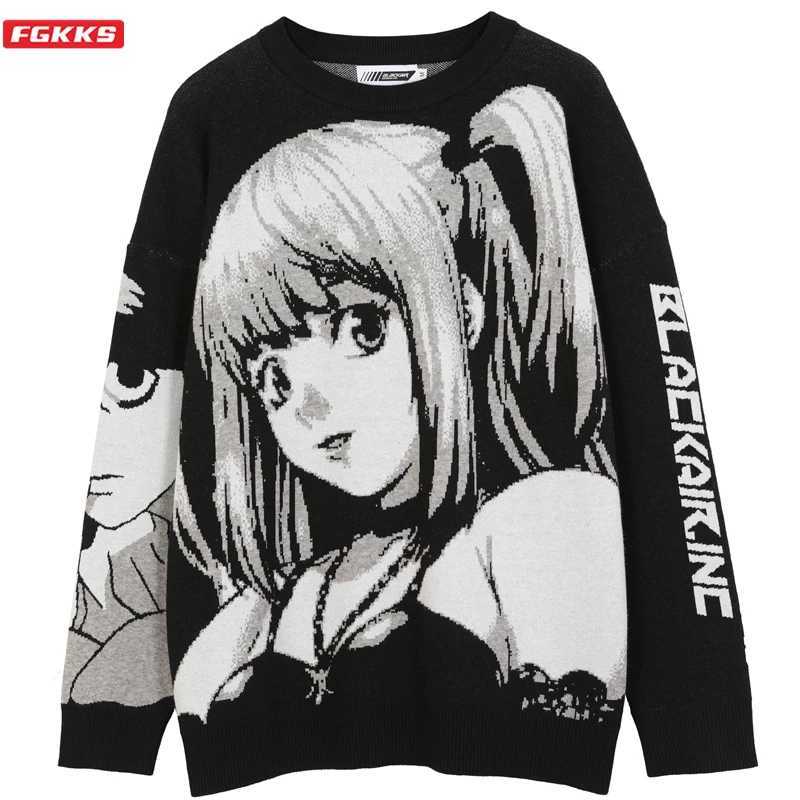 Men's Sweaters FGKKS Mens Hip Hop Streetwear Harajuku Sweater Vintage Japanese Style Anime Knitted 2022 Cotton Pullover Sweaters Male D261009
